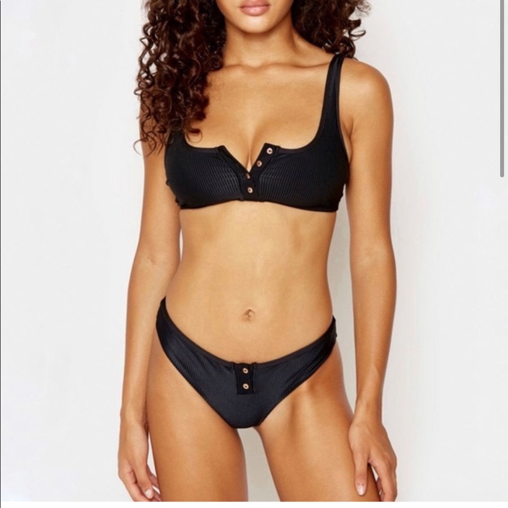 Frankie’s Bikinis Black Rib Alana Bikini Set